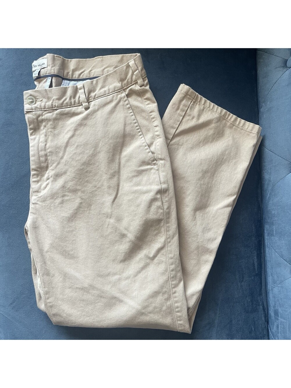Peter Millar Pants Mens 34 Khakis Pockets Stretch Pima Cotton Preppy Golf Tan